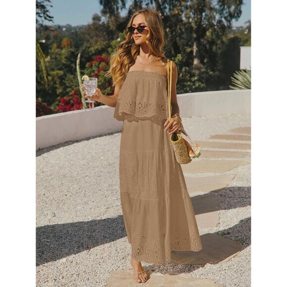 Versatile Long Bohemian Maxi Skirt - Elegant Ruffles & Crochet for All Occasions - Picture 4 of 5